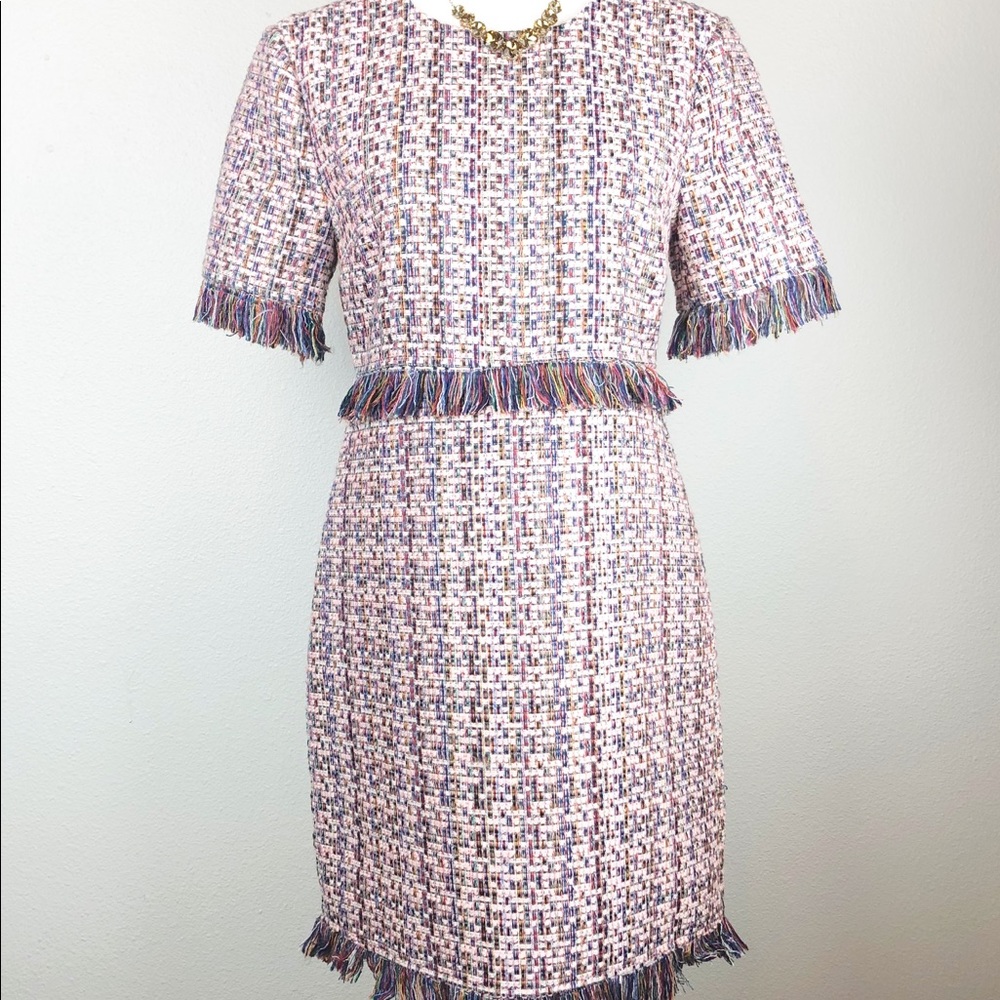 NWT CHARLES HENRY XS tweed fringe dress